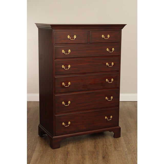 High Quality American Made Mahogany Tall Dresser with Dovetailed Drawers and Brass Hardware Finish #29