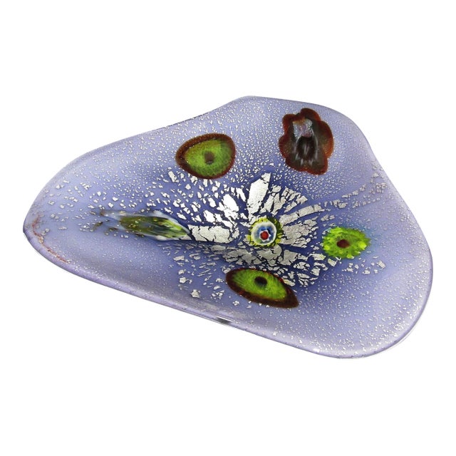 Murano Tutti Frutti Freeform Art Glass Bowl Mid Century Italian 10 Inches For Sale