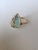 Sky Blue Set in 18k Gold, Carved Aquamarine & Rose Cut Diamonds Cocktail Engagement Ring, Size 7 For Sale - Image 8 of 10
