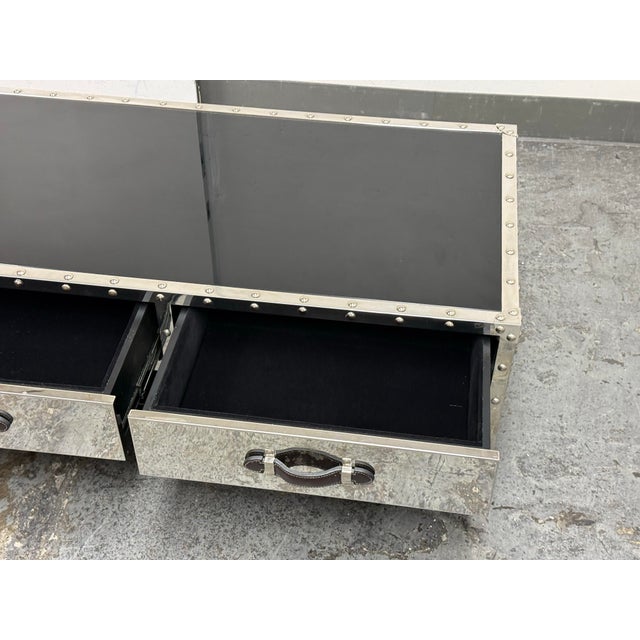 Glass Z Gallerie Flight Trunk Coffee Table For Sale - Image 7 of 12
