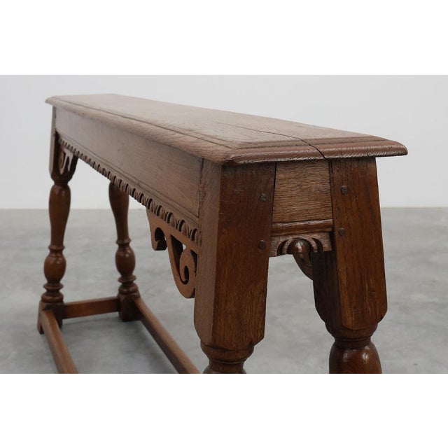 Antique Jacobean Carved Oak Bench, 1600s For Sale - Image 5 of 13