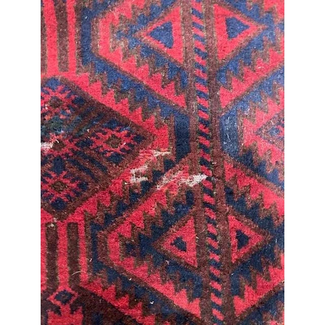 Ruby Red 1970s Vintage Baluchestan Rug For Sale - Image 8 of 13