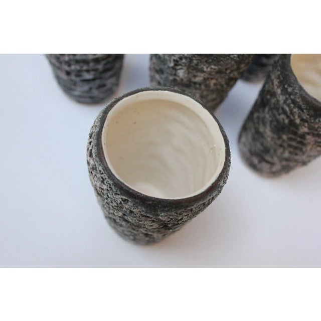 Charcoal French Moderne Annecy Fat Lava Glaze Ceramic Drink Serving Set For Sale - Image 8 of 13