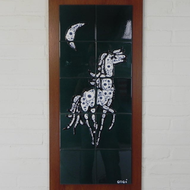 Wood Tile Tableau Depicting a Horse, 1960s For Sale - Image 7 of 12