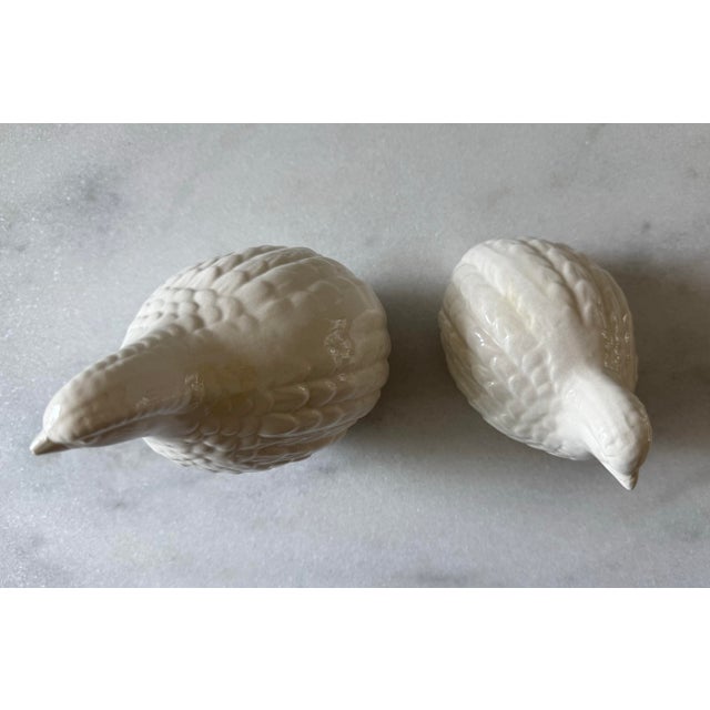 Pair of Vintage White Porcelain Quail Figurines For Sale In Austin - Image 6 of 7