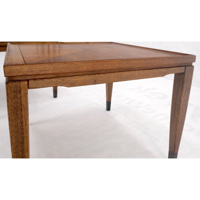 Pair of Mid Century Modern Square Walnut Side End Tables Stands Benches Removable Legs MINT!