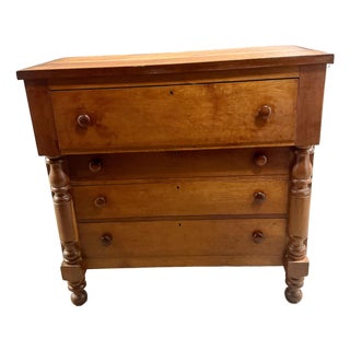 Antique Cherry Empire Four Drawer Chest With Full Pilasters For Sale