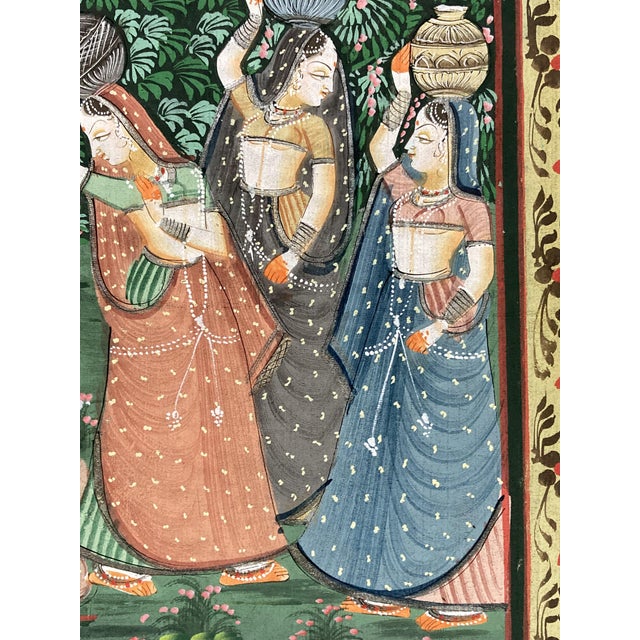 Indian Painting on Silk Depicting Libation, 1960s For Sale - Image 11 of 13