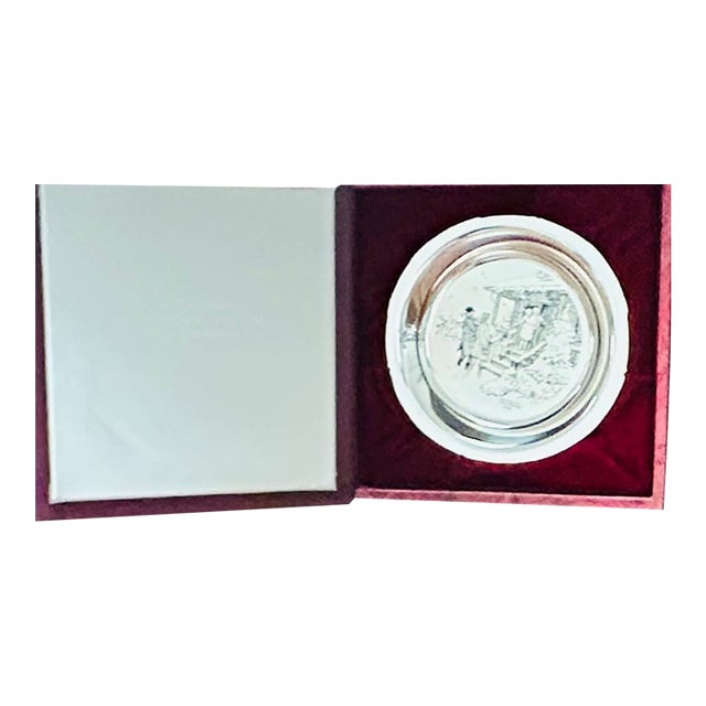 1975 "Home for Christmas" Plate by Norman Rockwell "Sterling Silver" Franklin Mint For Sale