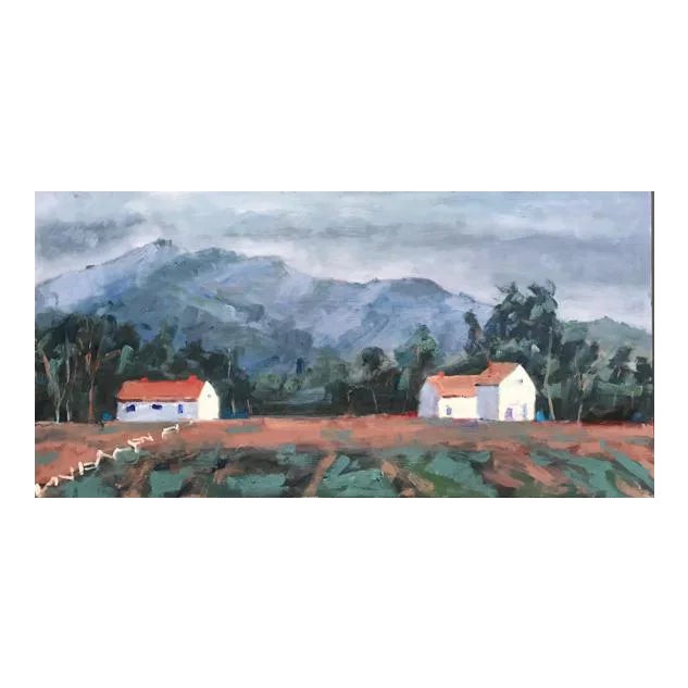 "Green Valley" Plein Air Painting, Vineyard Vines Oil Painting Original Art For Sale