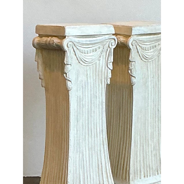 Mid-Century Modern Vintage Swag Plaster Pedestals - A Pair For Sale - Image 3 of 12