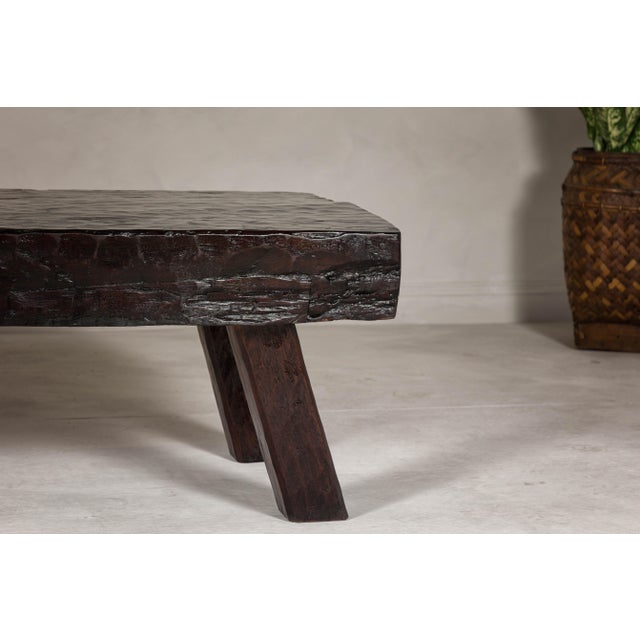 Rustic and Robust Coffee Table with Honeycomb Patterns and Dark Custom Finish For Sale - Image 9 of 12