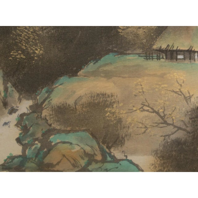 Showa Era Japanese Scroll Painting "Landscape With Pine Trees" For Sale - Image 9 of 12