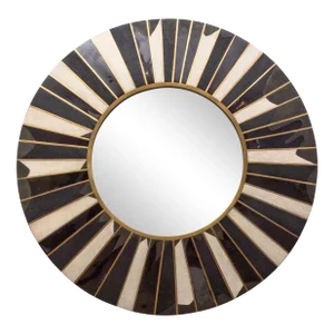 Modern Mirror With Shagreen, Shell and Bronze Patina Brass Details by R&y Augousti