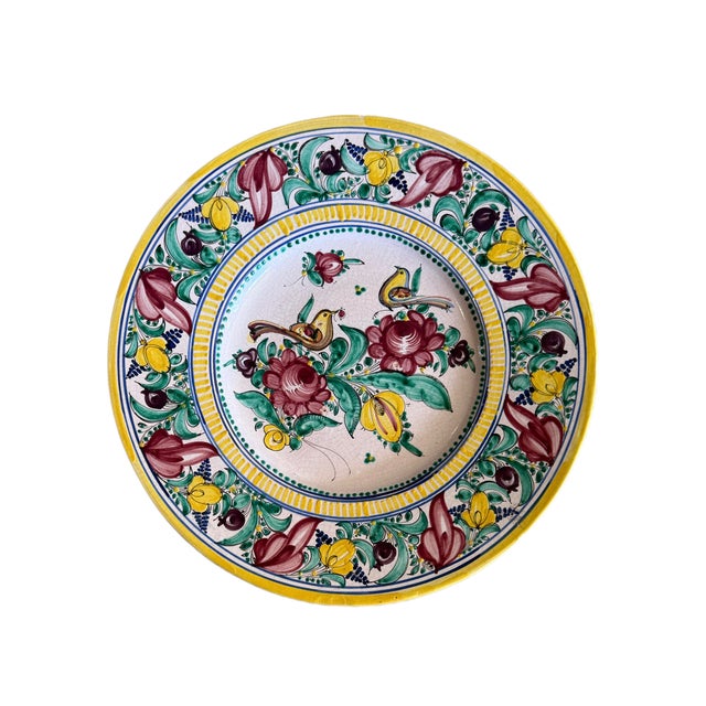 Mid 20th Century Large Italian Maiolica Charger – 16” Hand-Painted Deruta Style For Sale - Image 13 of 13