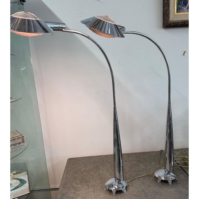 Early 20th Century Stunning Cedric Hartman Chromium Floor Lamps Style CO91 - a Pair For Sale - Image 12 of 18