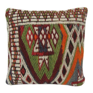 Embroidered Turkish Kilim Pillow For Sale