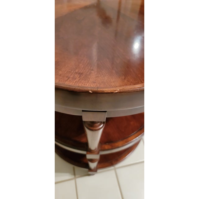 Brown English Style Three-Tier Oval Top Cherry End Table For Sale - Image 8 of 12
