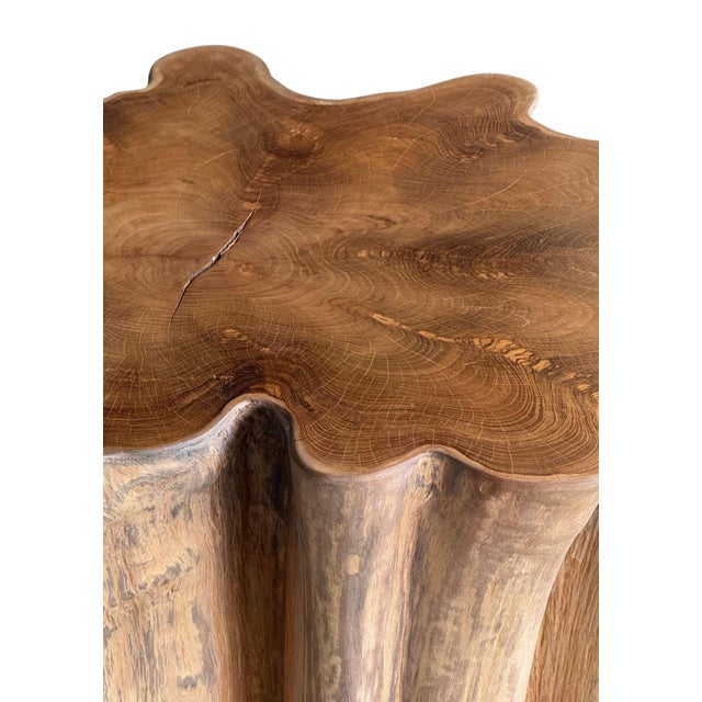 Sculptural Solid Teak Wood Table With Natural Grain & Bleached Finish For Sale - Image 9 of 14