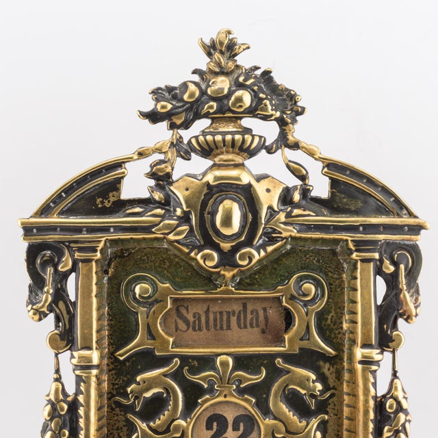 19th Century English Baroque Revival Brass Perpetual Desk Calendar For Sale - Image 16 of 17
