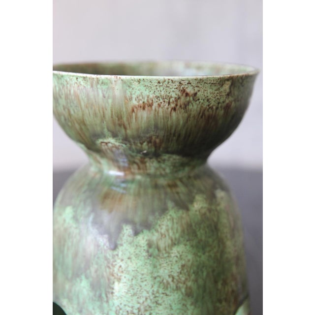 Ceramic Mid 20th Century One of a Kind Dripping Light Green Glazed Signed Vase For Sale - Image 7 of 9