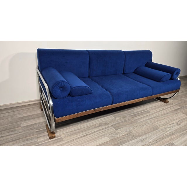 Bauhaus Chrome Sofa by Robert Slezák for Slezák Factories, 1930s For Sale - Image 4 of 14