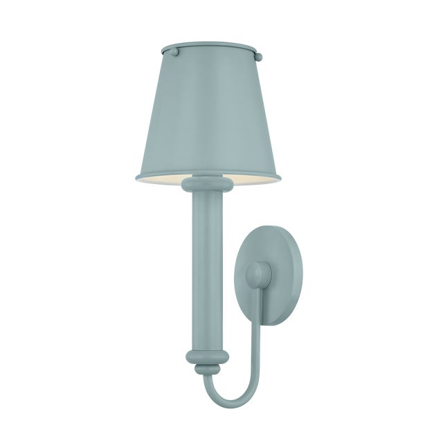 Metal Mitzi Yara 6.5 in. 1 Light Wall Sconce in Soft Bisque and Dusk Blue Finish For Sale - Image 7 of 7