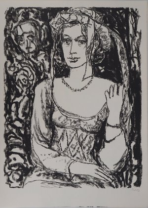 Leopoldo Presas, Young Woman with a Pearl Necklace, Lithograph