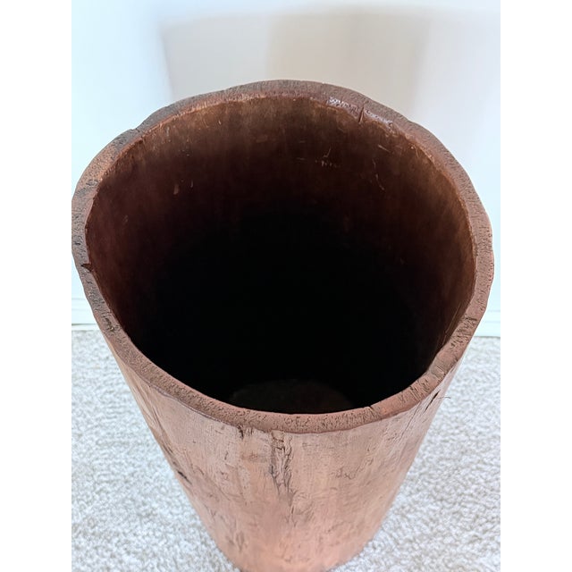 Rustic Hand Hollowed Tree Trunk Umbrella Stand For Sale In Savannah - Image 6 of 11