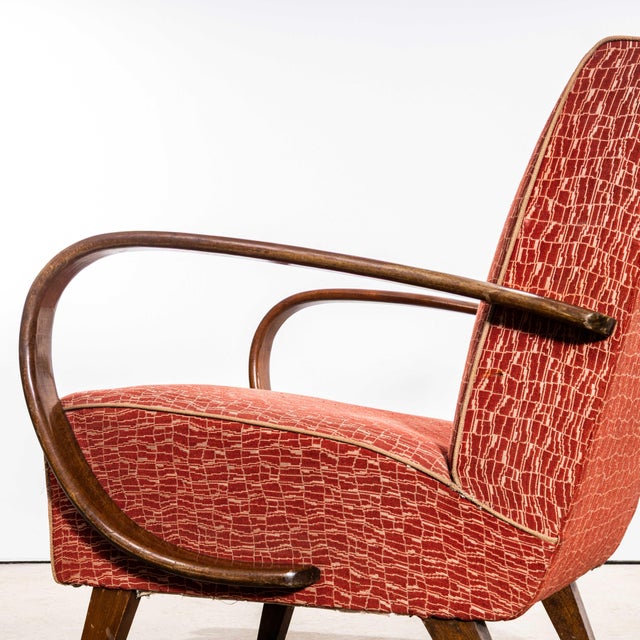 1950s Armchair in Geometric Jacquard Fabric by Jindrich Halabala, 1950s For Sale - Image 5 of 12
