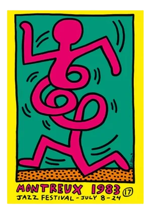 Keith Haring, Montreux Jazz Festival, 1983 (Pink), Print