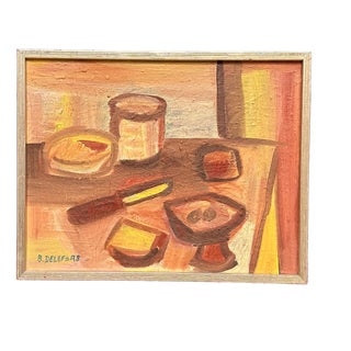 Bengt Delefors, Breakfast, 1950s, Oil on Canvas, Framed For Sale