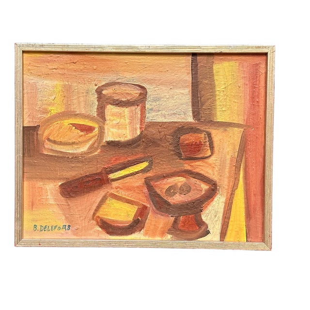 Bengt Delefors, Breakfast, 1950s, Oil on Canvas, Framed For Sale