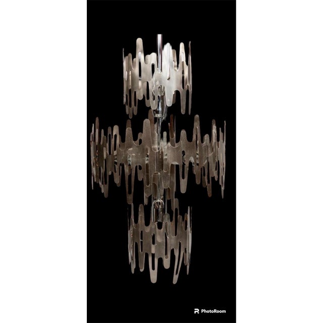 1970s Brutalist Chandelier in Stainless Steel, France, 1970s For Sale - Image 5 of 8