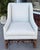 18c Style Dennis & Leen Wingback Arm Chair W Nancy Corzine Fabric - 1 of 2 Available For Sale In Los Angeles - Image 6 of 6