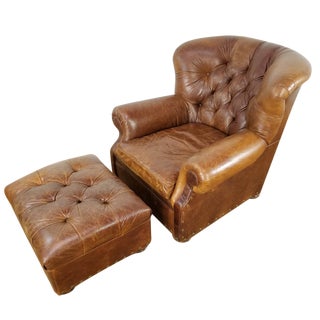 Restoration Hardware Churchill Chair & Ottoman For Sale