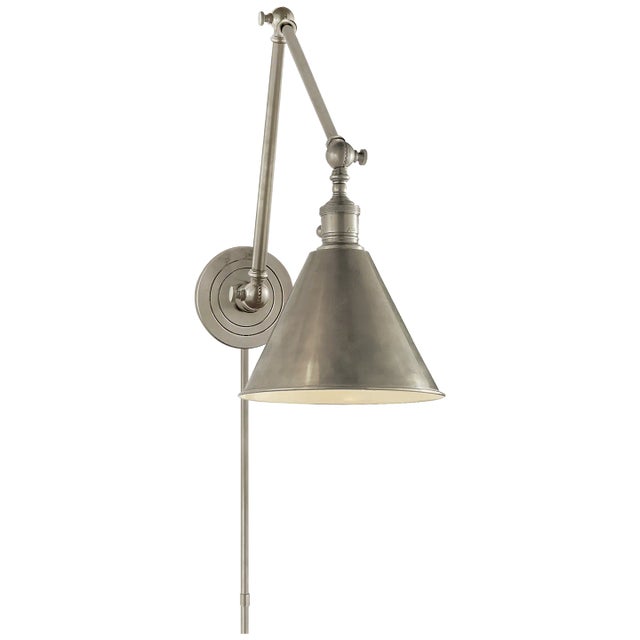 Boston Functional Double Arm Library Light in Antique Nickel Designer: Chapman & Myers Height: 16" Extension: 15.5"...