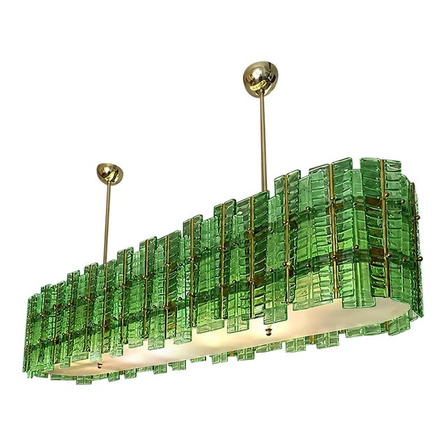 Green Italian Tropical Murano Glass Gold Chandelier by Simoeng For Sale - Image 8 of 9