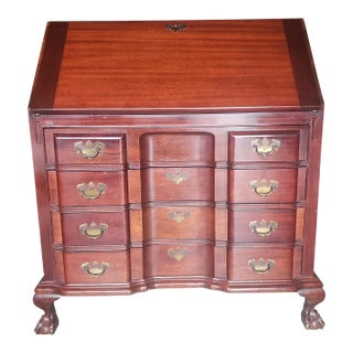 Maddox Refinished Red Mahogany Block / Slant Front Secretary Desk With Key For Sale