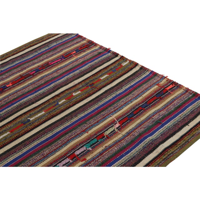 1950s 1950s Vintage Chaput Kilim in Multicolor Striped Patterns For Sale - Image 5 of 7