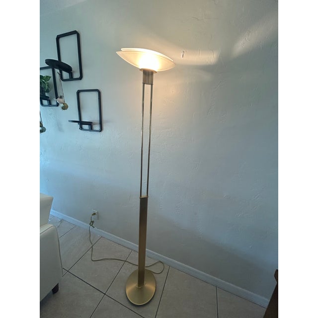 Holtkoetter Vintage Holtkötter Leuchten 2517/1 *P1 Torchiere Floor Lamp - Brass & Venetian Glass For Sale - Image 4 of 7