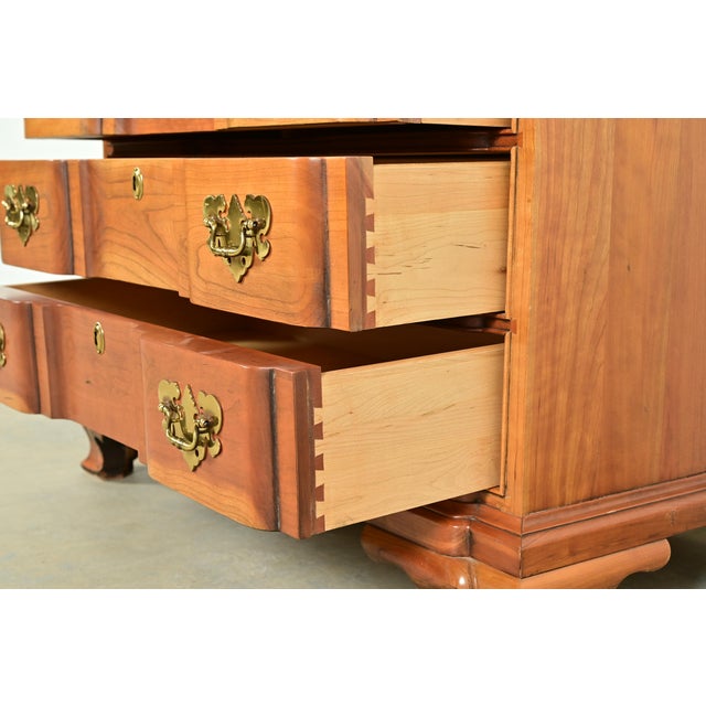 Brown Harden Furniture Georgian Solid Cherry Wood Three-Drawer Block Front Dresser or Chest of Drawers For Sale - Image 8 of 15