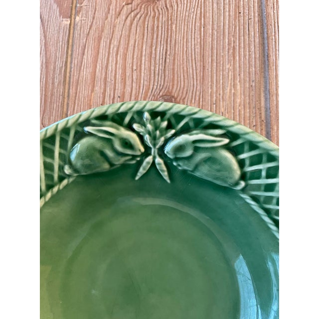 Green Pair of Vintage Green Majolica Bordallo Pinheiro Bowls From Portugal For Sale - Image 8 of 10