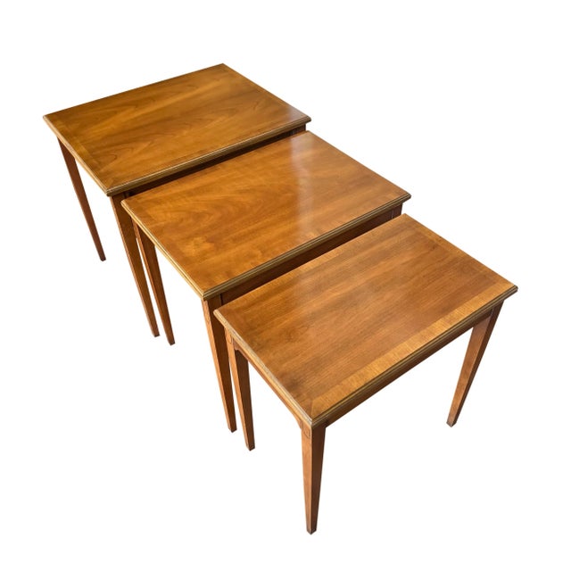 1960s Vintage Fruitwood Nesting Tables by Heritage, Set of 3 For Sale - Image 9 of 13