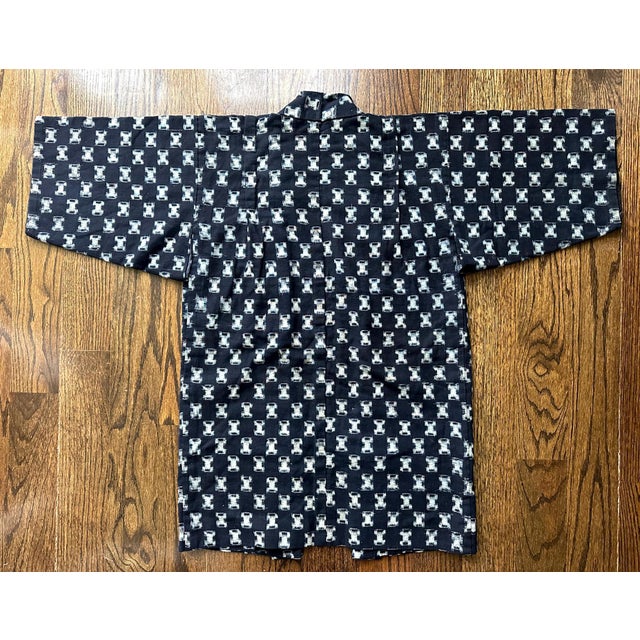 Rare Japanese Woven Ikat Child Kimono Nemaki For Sale - Image 9 of 16