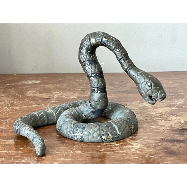 Mid 20th Century Vintage Boho Bronze Snake For Sale - Image 5 of 7
