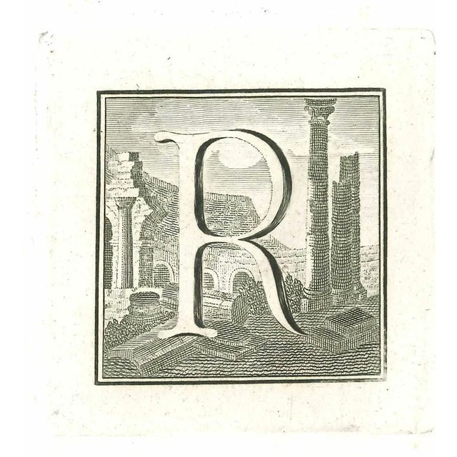 Capital letter for the antiquities of herculaneum exposed, original etching from the end of the 18th century, made by...