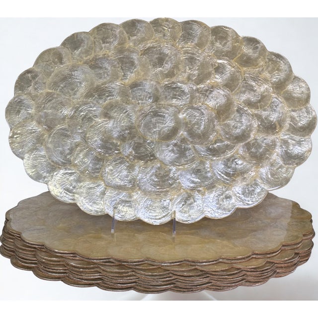 Contemporary 1990s Capiz Shell Oval Placemats - Set of 12 For Sale - Image 3 of 14