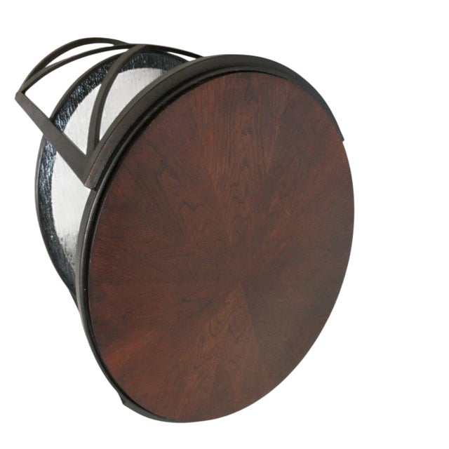 Brown 1990s Attributed to Stanley Furniture Modern Cherry Iron Land End Table Shelf Display For Sale - Image 8 of 11