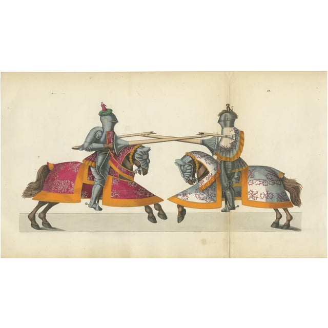 Ornate Armor and Horses in Action, 1842, Paper For Sale